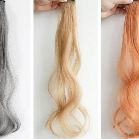 Hair Extension 55cm Synthetic Hairclip Curly Colored / Hair Extension Set of 2 - Picture 3 of 4